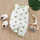 Summer Newborn Boys And Girls Cute Cartoon Frog Full Print Cotton Comfortable Sleeveless Baby