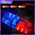 1~10PCS Red Blue Shoulder Police Light with Clip USB Charging Flashing Warning Safety Flashlight