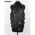 Mauroicardi autunno nero moto Pu gilet in pelle uomo tasche con cerniera Plus Size giacca senza