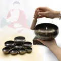 Handmade Buddha Sound Bowl Tibetan Bell Yoga Meditation Bowl Metal Singing Bowl Striker Chanting