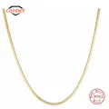 CANNER 925 Sterling Silver Glossy Chain Necklace For Women 18K Gold Minimalism Simple Necklace Fine