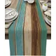 Turquoise Blue Green Wood Striped Linen Table Runners Dresser Scarves Decor for Kitchen Holiday