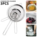 3Pcs Fine Mesh Strainer Stainless Steel Colander Sieve Sifter 3" 5.5" 7.9" Kitchen Flour Filter Set