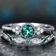 Fashion Inlay Zircon Rings for Women Two-Piece Set of Micro-Paved Emerald Ring Accessories Couple