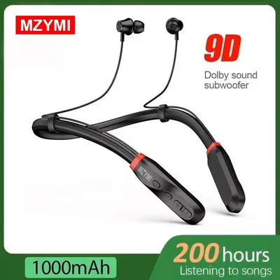 MZYMI Wireless Earphones 200 Hour Play Neckband Bluetooth 5.1 Headphones Headphone with Mic 9D Stereo Earbuds Headset