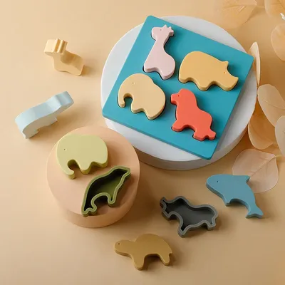 Silicone Teether Baby Animal Nested Stacked Early Educational Toy For Kid Gift Food Grade Silicone Children's Goods Kid Teething