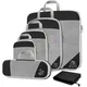 Compressed Travel Storage Organizer Set With Shoe Bag Mesh Visual Luggage Portable Packing Cubes