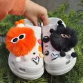 New DIY Black Plush Ball Hole Shoes Charms for Furry Ball Cute Charms Designer Lovely Accessories