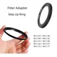 Filter Adapter Ring Step Up Ring Metal 40.5mm - 43 46 49 52 55 58 62 67 72 77 mm for Canon Nikon