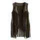 Trendy Women Waistcoat Lady Jacket Vest Vintage Slim Fringed Cardigan Vest All Match