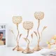 Gold Crystal Candle Holder Iron Flower Shaped Candlestick Small Vintage Candlestick Set for Table