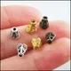 Fashion 100Pcs Retro Tibetan Silver Antiqued Bronze Gold Color Horn Flower Spacer End Beads Charms