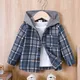 Autumn And Winter Boys Coat Round Neck Hooded Long Sleeve Plaid Button Fashion And Warm Infant