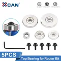 XCAN Wood Router Bit Top Mounted 5pcs 3/16 1/4 3/8 1/2 3/4 1 1-1/8 Top Bearing Set for Wood Milling