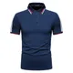 Spring Summer Men Slim Fit Fashion Spell Color Short Sleeve Pure Cotton Polo Shirt Men Sport Lapel