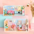 DIY Wooden Doll Houses Miniature Building Kits with Furniture Mini Bedroom Kitchen Casa Dollhouse