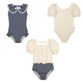 Kids Solid Swimwear Sets 2024 Summer Brand Baby Girls Swimsuits One Pieces Holiday Outwear Toddler