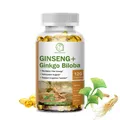 BBEEAAUU Ginseng Ginkgo Biloba Capsules Brain Health Supplements Cognitive Function Memory and