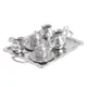 10pcs 1/12 Dollhouse Miniature Silver Metal Tea Coffee Tray Tableware Set