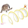 Folded Cat Tunnel S Type Cats Tunnel Spring Toy Mouse Tunnel with Balls and Crinkle Cat Outdoor Cat