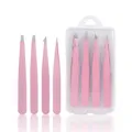 Pink 2/4Pcs High-Quality Eyebrow Tweezer Hair Beauty Fine Hairs Puller Stainless Steel Slanted Brow