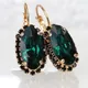 Emerald Earrings Luxury Green Crystal Earrings Big Gem Earrings Women's Black Zircon Jewelry Women's