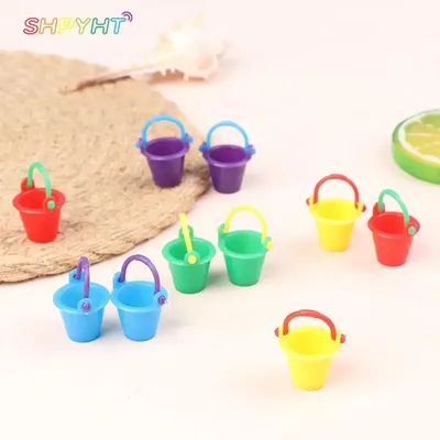 2Pcs Mini secchio di sabbia giocattoli da spiaggia per bambini secchi di plastica giocattoli da