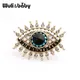 Wuli&baby Small Rhinestone Black Blue Eye Brooches Women Alloy Simulated Pearl Eye Collar Pins Gifts