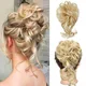 My-Diva Synthetic Hair Bun Chignon Messy Blonde Curly Hair Band Elastic Scrunchy False Hair Pieces