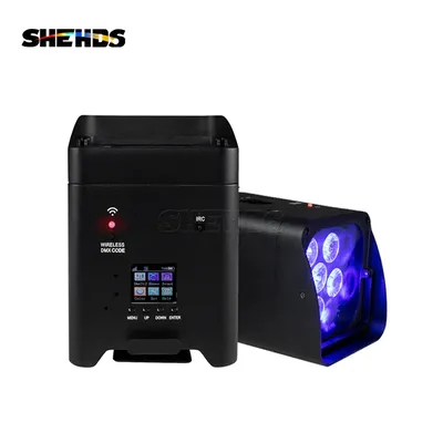 SHEHDS 4pcs 6x18w RGBWAUV LED Battery Par Wireless DMX512 Phone WIFI Wash Wall Light For Party Disco Christmas Lights Audience