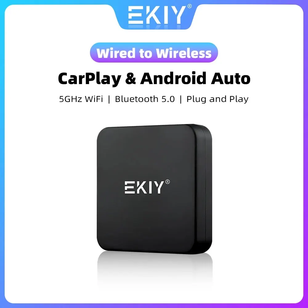 EKIY 2in1 Wireless CarPlay Dongle Wireless Android Auto Adattatore AI Smart Box Sistemi intelligenti per auto per auto con CarPlay cablato
