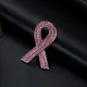 Ribbon Breast Cancer Awareness Enamel Lapel Pin Pink Ribbon Glitter Filled Women's Brooches Metal