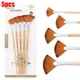 5Pcs/Set Kids Student Fan Shap Gouache Painting Pen Nylon Hair Wooden Handle Paint Brush Set Drawing