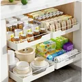 Multifunctional Storage Rack with Slide Rails Pull-out Kitchen Drawer Type Storage Tray Spice Box