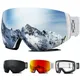 JULI Professional Magnetic Ski Goggles Double Layers Lens Anti-fog UV400 Big Ski Mask Glasses