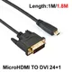 1M/1.8M Micro HDTV HDMI MicroHDMI HD To DVI DVI-D 24+1Pin Adapter Cables 3D 1080p For LCD DVD HDTV