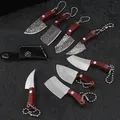 Portable Keychain Pocket Knife Stainless Steel Camping Small Mini Knife Peeler Fixed Blade Wood