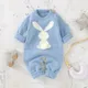 Cute Rabbit Knitted Baby Rompers Clothes Spring Autumn Crew Neck Long Sleeves Newborn Boys Girls