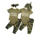 2022 Toddler Newborn Baby Girls Boys Clothes Set Camouflage Short Sleeve Letter Printed Bodysuit