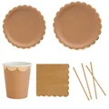 Kraft Paper Disposable Paper Tableware Set Paper Plate Paper Cup Paper Napkin Wedding Birthday and