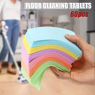 60Pcs/Set Toilet Cleaner Sheet for Mopping Floor Toilet Cleaning Hygiene Toilet Deodorant Yellow