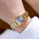 Korean Version Hot Sale Gold Rectangular Quartz Women's Watch Luxury Diamond Inlaid Small Bracelet