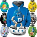 New M & M Chocolate Bean 3D M & M felpe con cappuccio Casual felpa con cappuccio divertente