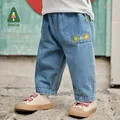 Amila 2024 Spring New Girls & Boys Jeans Lightweight Breathable Delicately Embroidered Label High