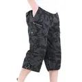 Long Length Cargo Shorts Men Summer Casual Cotton Multi Pockets Hot Breeches Cropped Trousers