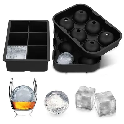 4/6 Grid Big Ball Square Ice Cube Mold Silicone Ice Cube Maker DIY Round Large Ice Cube Tray for Freezer Drinks Ball Model