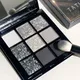 9 Colors Dark Punk Smoked Matte Eyeshadow Palette Silver Black Metal Pearlescent Glitter Eyeshadow