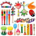 Baby Wooden Toys Children Stroller Portable Bell Musical Instrument Smooth Colour 1-3 Year Old Kids