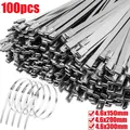 20/100 Pcs Metal Zip Tie Reusable Stainless Steel Cable Ties Self Locking Quick Ring Tie