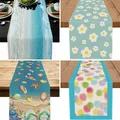 Hot Selling Summer Ocean Beach Season Linen Table Runner Party Restaurant Blue Gradient Color